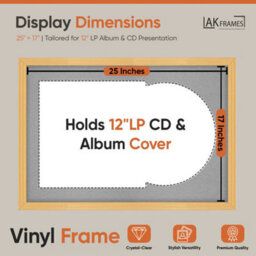 "AK Frames 25X17"" Country Pine Classic Vinyl Record Frame With Silver Mount For 12 Inch Lp Cover & Disc - Overlapped Design" - thumbnail 2