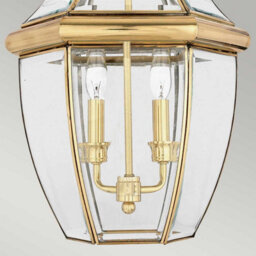 Luminosa Lighting Elstead Newbury 2 Light Large Outdoor Ceiling Chain Lantern Polished Brass, E14 - thumbnail 4
