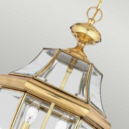Luminosa Lighting Elstead Newbury 2 Light Large Outdoor Ceiling Chain Lantern Polished Brass, E14 - thumbnail 2