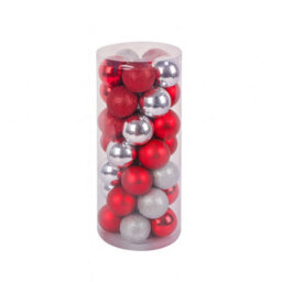 35 Piece Shatterproof Christmas Baubles Ornaments 55mm Red And Silver - thumbnail 5