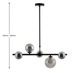 Cole Black 5 Lamp Led Pendant Ceiling Light - thumbnail 5