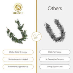 Shatchi 180Cm Cypress Pine Garland Realistic Greenery With Pine Cones Winter Christmas Decoration For Doorways - thumbnail 9