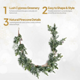 Shatchi 180Cm Cypress Pine Garland Realistic Greenery With Pine Cones Winter Christmas Decoration For Doorways - thumbnail 6