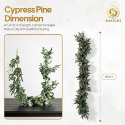 Shatchi 180Cm Cypress Pine Garland Realistic Greenery With Pine Cones Winter Christmas Decoration For Doorways - thumbnail 7