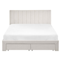 Beliani Bed With Storage Drawers Velvet Lonzac 140 X 200 Cm (Eu Double) Off-White - thumbnail 7