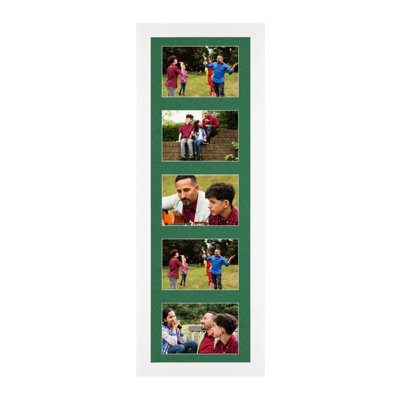 AK Frames 26X8 White Sleek Multi Photo Frame With Emerald Mount - Holds 5 Apertures (5X) 6X4 Photos - image 1