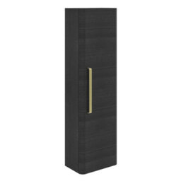 Plum&clay Emery Wall Hung Textured Black Tall Bathroom Cabinet With Gold Bar Handle (H)120Cm (W)35Cm - thumbnail 1
