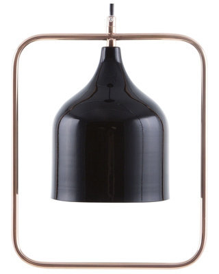 Wyld And Coco Novalux 121Cm Ceiling Pendant Light - Matte Black Iron Shade With Copper Rectangular Frame - image 1