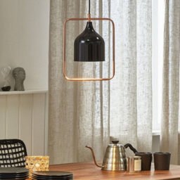 Wyld And Coco Novalux 121Cm Ceiling Pendant Light - Matte Black Iron Shade With Copper Rectangular Frame - thumbnail 2