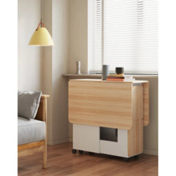 Oak And White Dining Table And Chairs Storage Folding Table With 4 Chairs & 2 Shelves - thumbnail 3