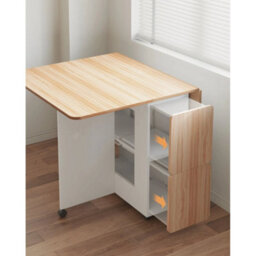 Oak And White Dining Table And Chairs Storage Folding Table With 4 Chairs & 2 Shelves - thumbnail 4