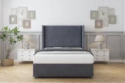 "Comfort Madrid Steel Plush Divan Bed Set No Drawers - 54"" Wingback 4'6 Double" - thumbnail 1