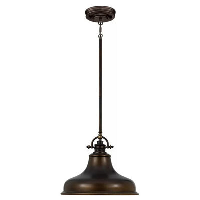 Quoizel Emery 1-Light Medium Pendant Palladian Bronze Finish, Metal & Glass, Dimmable, Adjustable Drop, E27 Socket - image 1