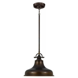 Quoizel Emery 1-Light Medium Pendant Palladian Bronze Finish, Metal & Glass, Dimmable, Adjustable Drop, E27 Socket - thumbnail 1