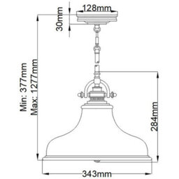 Quoizel Emery 1-Light Medium Pendant Palladian Bronze Finish, Metal & Glass, Dimmable, Adjustable Drop, E27 Socket - thumbnail 2