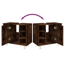 Berkfield Bathroom Cabinet Smoked Oak 60X32X53.5 Cm Engineered Wood - thumbnail 8