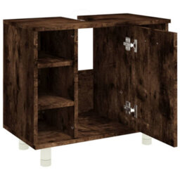Berkfield Bathroom Cabinet Smoked Oak 60X32X53.5 Cm Engineered Wood - thumbnail 7