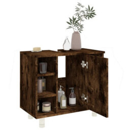 Berkfield Bathroom Cabinet Smoked Oak 60X32X53.5 Cm Engineered Wood - thumbnail 4