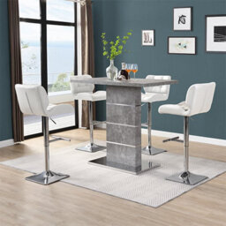 Furniture in Fashion Parini Concrete Effect Bar Table With 4 Candid White Stools - thumbnail 1