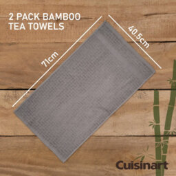 Cuisinart Professional Light Grey Rectangle Bamboo Cotton Sculpted Tea Towel 40 X 70Cm Pack Of 2 - thumbnail 4