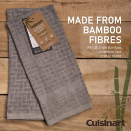 Cuisinart Professional Light Grey Rectangle Bamboo Cotton Sculpted Tea Towel 40 X 70Cm Pack Of 2 - thumbnail 2
