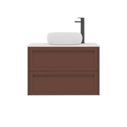 Royal Bathrooms Royal Bathroom Elmore 800mm Terracotta Clay Wall Mounted Bathroom Vanity Unit 2 Drawer Plain White Worktop With Milan Basin - thumbnail 7