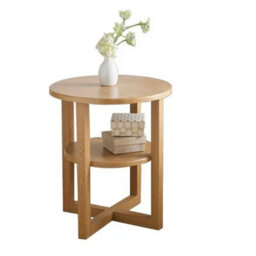 2 Tier Small Sofa Side Table Coffee End Round Oak Unit Shelf - thumbnail 3