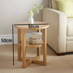2 Tier Small Sofa Side Table Coffee End Round Oak Unit Shelf - thumbnail 2