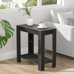 Fativo L60Xw30Xh60Cm 2-Tier Modern Black Coffee Table Small Wood Side Table Tv Stand Living Room Furniture - thumbnail 7