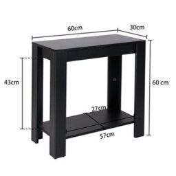 Fativo L60Xw30Xh60Cm 2-Tier Modern Black Coffee Table Small Wood Side Table Tv Stand Living Room Furniture - thumbnail 2