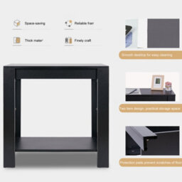 Fativo L60Xw30Xh60Cm 2-Tier Modern Black Coffee Table Small Wood Side Table Tv Stand Living Room Furniture - thumbnail 4