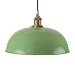 Mint Green Worcester Painted Dome Pendant Light With Antique Brass Lamp Holder And Black Twisted Cable - Se Home - thumbnail 1
