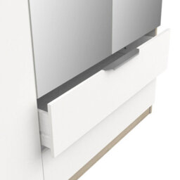 FurniComp LTD Furnicomp Chicago 4 Door 2 Drawer 160Cm Matt White & Oak Effect Mirrored Wardrobe - thumbnail 4