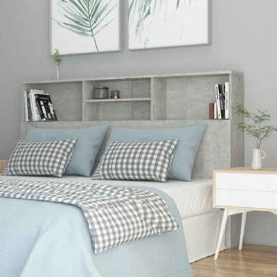 Berkfield Headboard Cabinet Concrete Grey 160X19X103.5 Cm - image 1