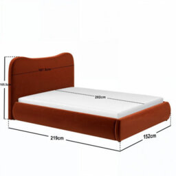 Solace+Co Ember Ottoman Bed Orange Velvet Kingsize - thumbnail 6