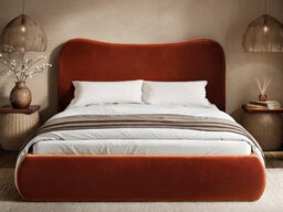 Solace+Co Ember Ottoman Bed Orange Velvet Kingsize - thumbnail 2