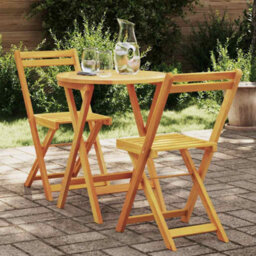 Berkfield Garden Bistro Set With Cushion 3 Pcs Brown Solid Acacia Wood