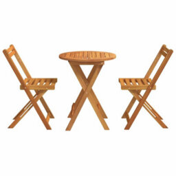 Berkfield Garden Bistro Set With Cushion 3 Pcs Brown Solid Acacia Wood - thumbnail 7