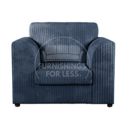Furnishings For Less UK Luxor Jumbo Cord 2 + 1 + 1 Fabric 3 Piece Sofa Suite - Scatter Back Navy Blue - thumbnail 2