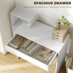 White Modern Computer Desk With Storage 100X40X90Cm - thumbnail 4