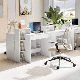 White Modern Computer Desk With Storage 100X40X90Cm - thumbnail 5