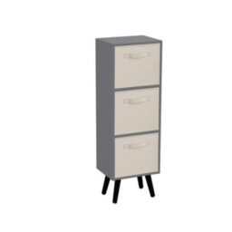 Urbn-Living Urbnliving 80Cm Height 3 Tier Grey Wooden Storage Bookcase Scandinavian Style Black Legs With Cream Inserts - thumbnail 2