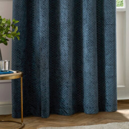 Paoletti Neptune Fully Lined Velvet Eyelet Curtain Pair, Navy, (W) 117 X (D) 183Cm - thumbnail 4