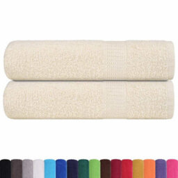 Berkfield Shower Towels 2 Pcs Cream 70X140 Cm 360 Gsm 100% Cotton - thumbnail 2