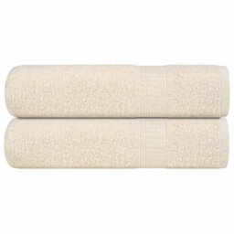 Berkfield Shower Towels 2 Pcs Cream 70X140 Cm 360 Gsm 100% Cotton - thumbnail 1