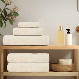 Berkfield Shower Towels 2 Pcs Cream 70X140 Cm 360 Gsm 100% Cotton - thumbnail 3