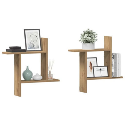 Walplus Wall Shelves 2 Pcs Artisian Oak 50X12X50 Cm Engineered Wood - image 1