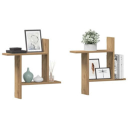 Walplus Wall Shelves 2 Pcs Artisian Oak 50X12X50 Cm Engineered Wood - thumbnail 1