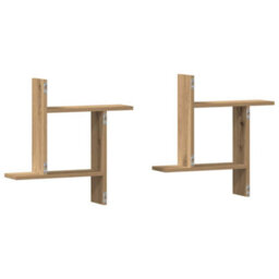 Walplus Wall Shelves 2 Pcs Artisian Oak 50X12X50 Cm Engineered Wood - thumbnail 6