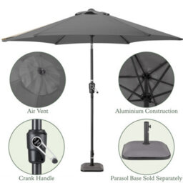 Christow 2.7M Crank And Tilt Parasol With Uv Protection - thumbnail 6